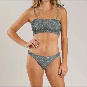 Rylee + Cru Floral Bikini in Blue and White